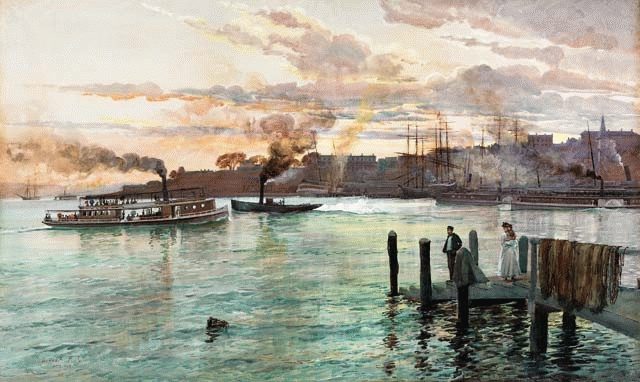 Circular Quay, Sydney (1888) reflects the dynamic energy of Sydney’s waterfront.