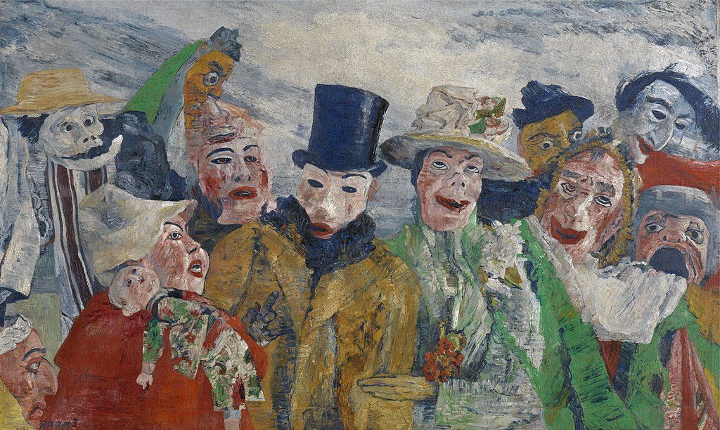 The Intrigue (1890) by James Ensor exemplifies his unique blend of Symbolism and early Expressionism.