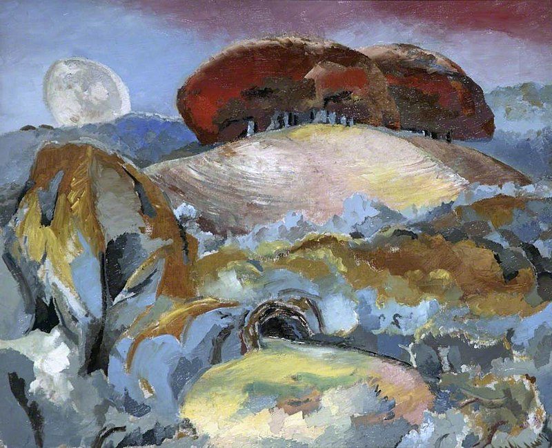 Landscape of the Moon's Last Phase (1944) reflects his fascination with celestial symbolism and the surreal transformation of landscapes.