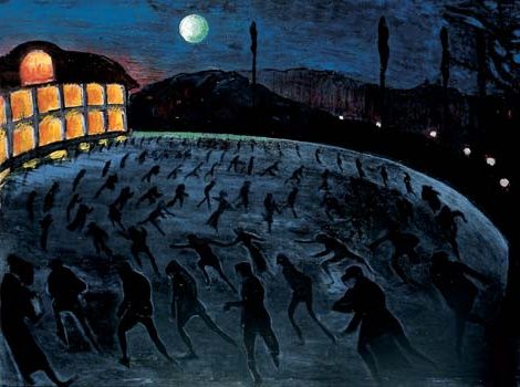 Ice Skaters (I pattinatori) (1911) by James Ensor captures the dynamism and surreal energy of a seemingly ordinary winter scene.