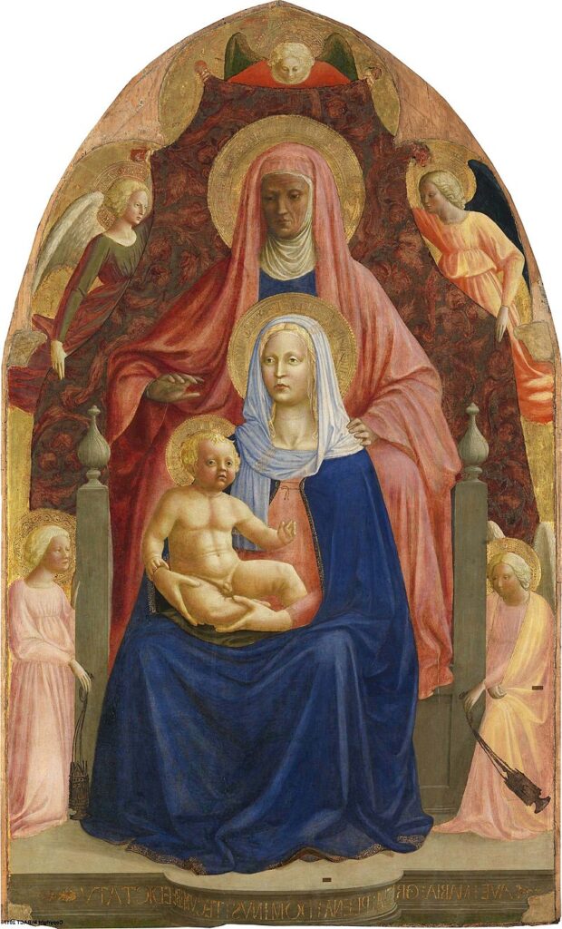 Virgin and Child with Saint Anne (c. 1424–1425) reflects the transition from Gothic to Renaissance art through its use of naturalism