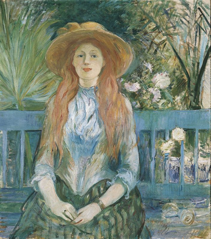 Young Girl in a Park (1888–1893) by Berthe Morisot reflects a serene and introspective moment of childhood. 
