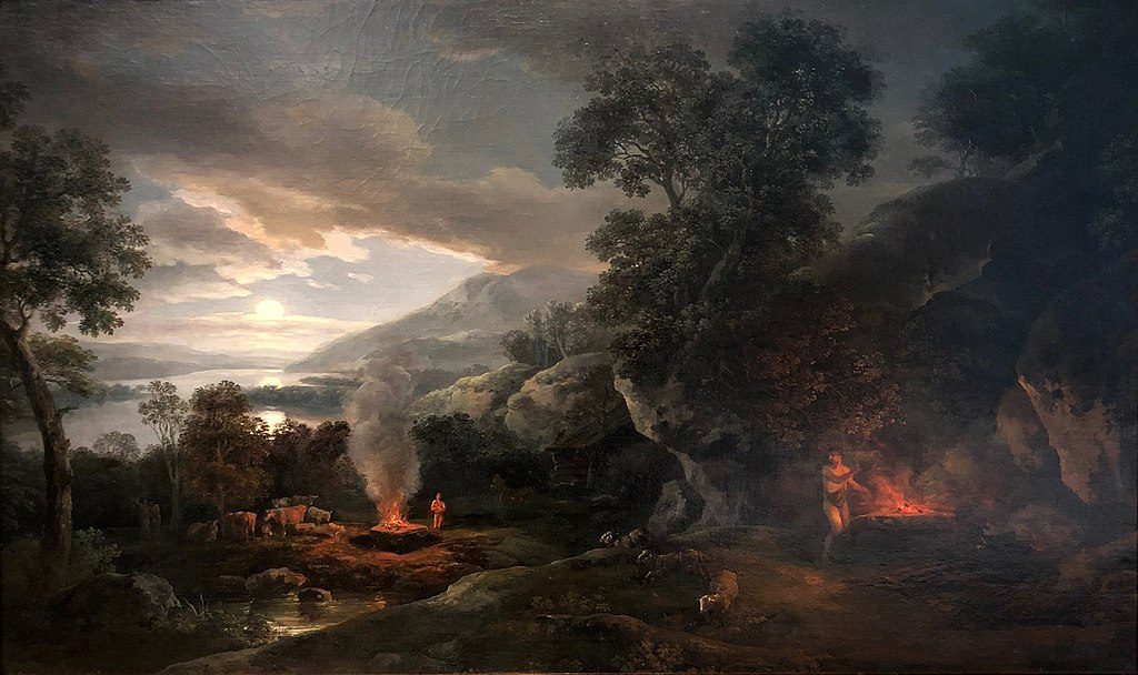 Cain And Abel Bringing Their Sacrifices reflects his departure from seascapes to biblical storytelling.