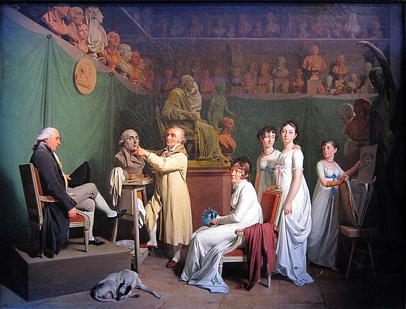 Jean Antoine Houdon at work in his atelier, 1804