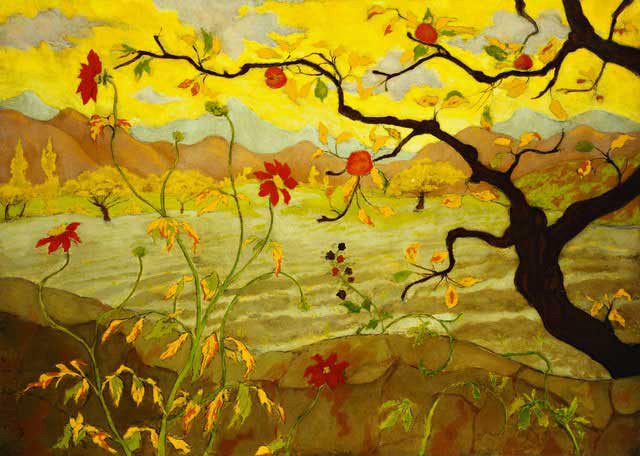 Apple Tree with Red Berries (1902) reflects the Symbolist and Nabis movement’s emphasis on decorative, nature-inspired compositions.