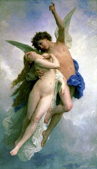 Psyche et L'Amour (1889)  reflects themes of mythology, romance, and ethereal beauty. 