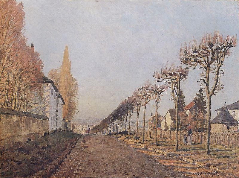 Chemin de la Machine, Louveciennes (1873) captures a peaceful rural scene with the winding path through the village of Louveciennes.