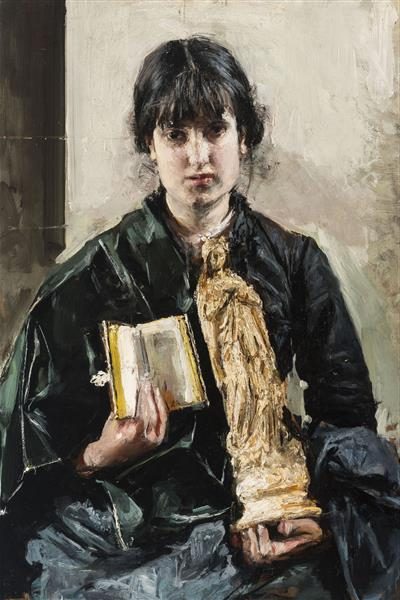 Girl with Book and Statuette of the Virgin (1878) reflects faith, contemplation, and youthful innocence.