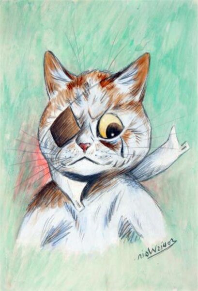 Been Through the Wars by Louis Wain reflects themes of resilience, humor, and anthropomorphic storytelling.