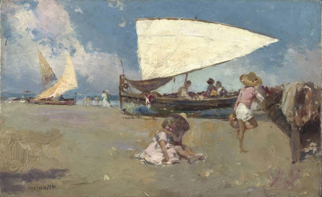  Children on a Sunny Beach (1880) reflects the warmth, joy, and fleeting innocence of childhood.