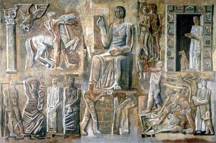 Corporative Italy (La Italia Corporativa) reflects the principles of corporatism, emphasizing the unity of labor, industry, and the state.