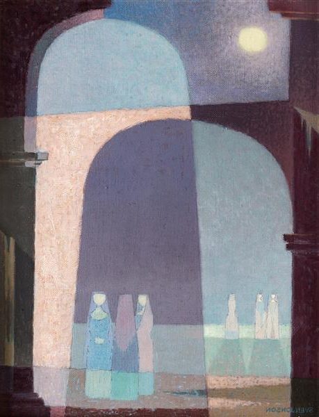 Den ljusa natten (the bright night) by Sven Jonson reflects his modernist approach.