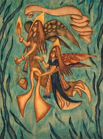Dos Anjos (1915) by Xul Solar reflects his early exploration of mystical and spiritual themes.