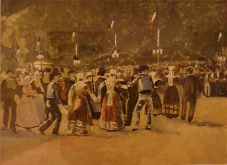 Fêtes À Quimper (1930) reflects Jacob’s connections with figures like Pablo Picasso and Juan Gris.