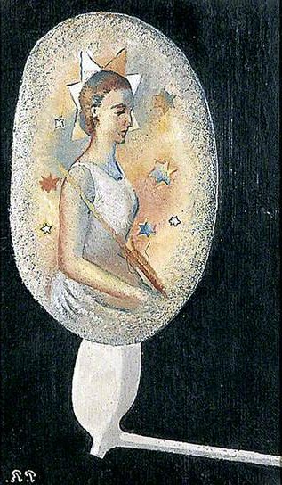 Fairy Pipe (1928) by Pierre Roy reflects a dreamlike scene of whimsy and mystery through delicate, ethereal imagery.
