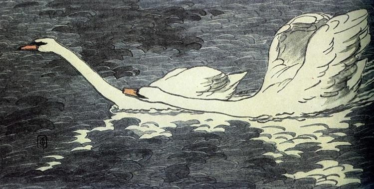Farbiger Holzschnitt Zwei Schawäne (1902) is a striking example of his contributions to the Art Nouveau movement