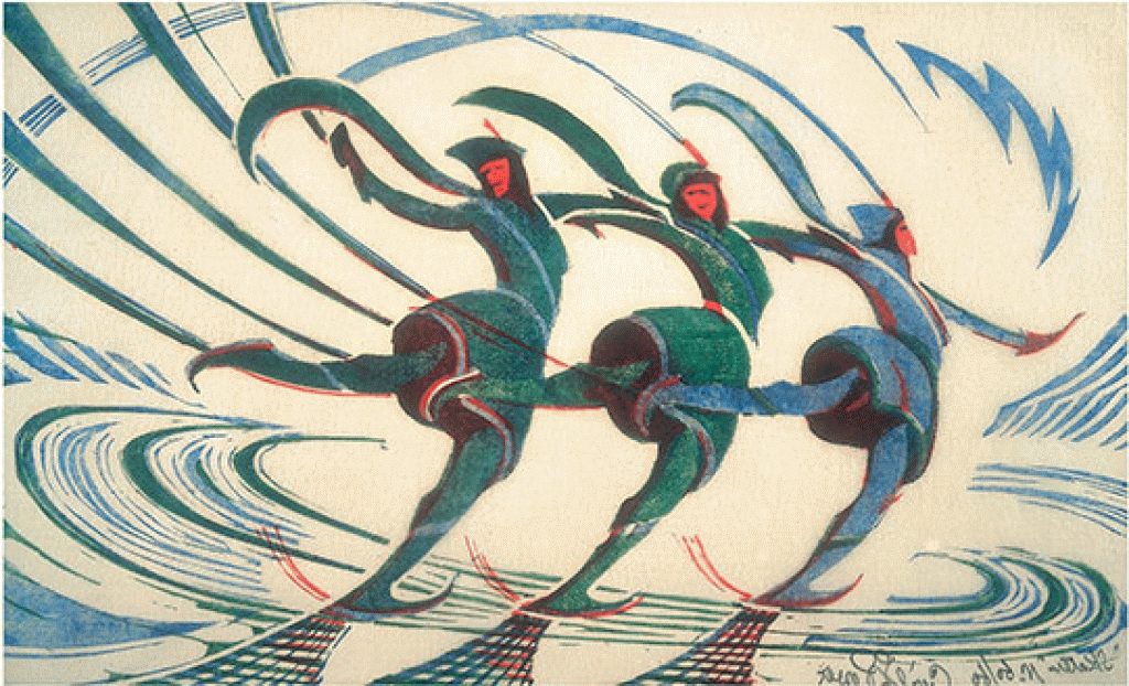 Skaters (c. 1932) reflects the artist’s mastery of movement, rhythm, and the dynamic energy of modern life.