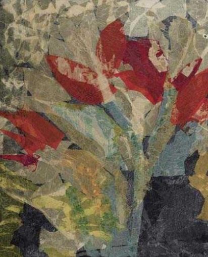Flower Design (1963) is a beautiful example of her continued exploration of botanical themes in a modernist context.