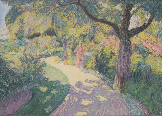 Garden in Kalmthout (1892) by Henry van de Velde emphasizes the harmony between nature and artistic vision.