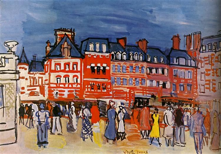 Houses in Trouville (Maisons à Trouville, 1933) is a stunning example of his lively, colorful approach to capturing coastal life in France.