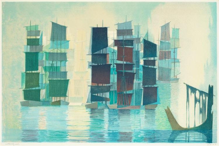 I väntan på vind (1976) by Sven Jonson reflects a contemplative stillness.