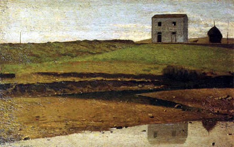 House at the River (1863) reflects his skill in portraying rural Italian settings with a sense of realism.