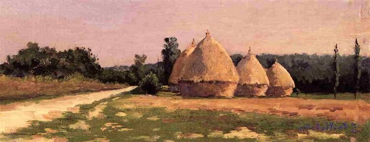Landscape with Haystacks by Gustave Caillebotte in c.1874