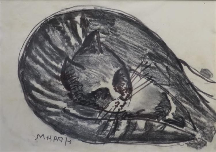 Liegende Katze (lying Cat) by Helen Dahm creates a gentle sense of stillness in the composition.