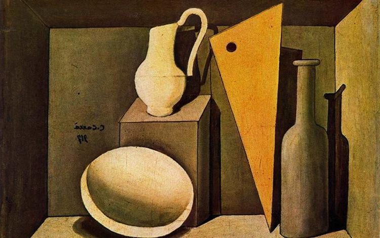 Natura morta con la squadra (1917) eflects his transition from Futurism to Metaphysical Painting.