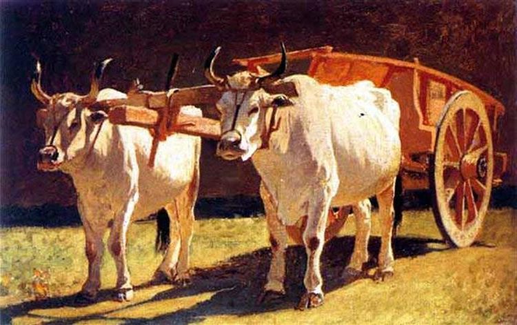 Bovi al carro (Oxen and Cart) showcases Abbati’s contribution to the Macchiaioli movement.