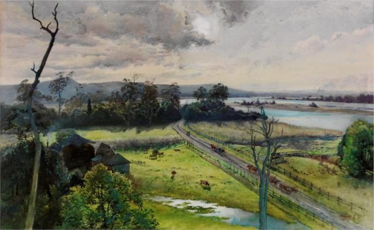 Shoalhaven River, Junction with Broughton Creek, New South Wales (1891) reflects the peaceful, lush beauty of the Australian landscape.