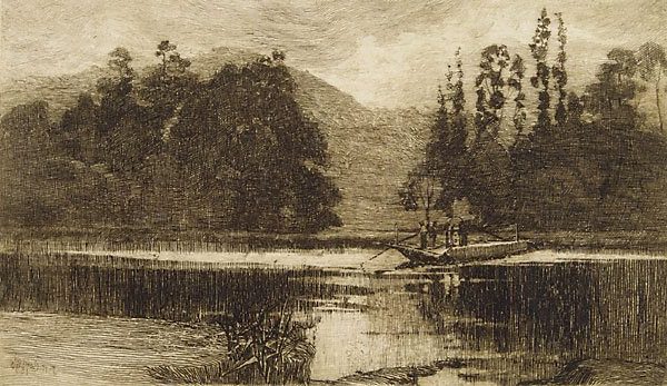 The Ferry (1893) by Julian Ashton reflects everyday life on the Australian waterways.
