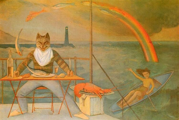 The Mediterranean Cat (1949) reflects themes of mystery, sensuality, and the symbolic connection between humans and animals. 
