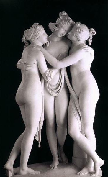 The Three Graces (1817) symbolizes harmony and femininity.