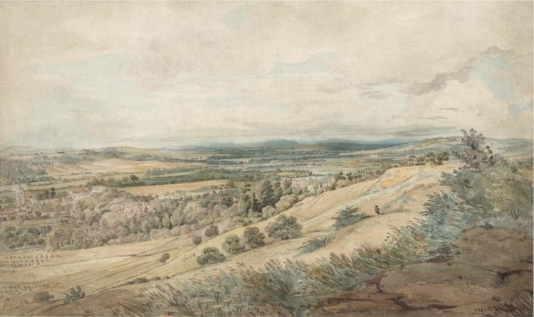 The artwork is a stunning example of Varley's skill in capturing the natural beauty of the British countryside.