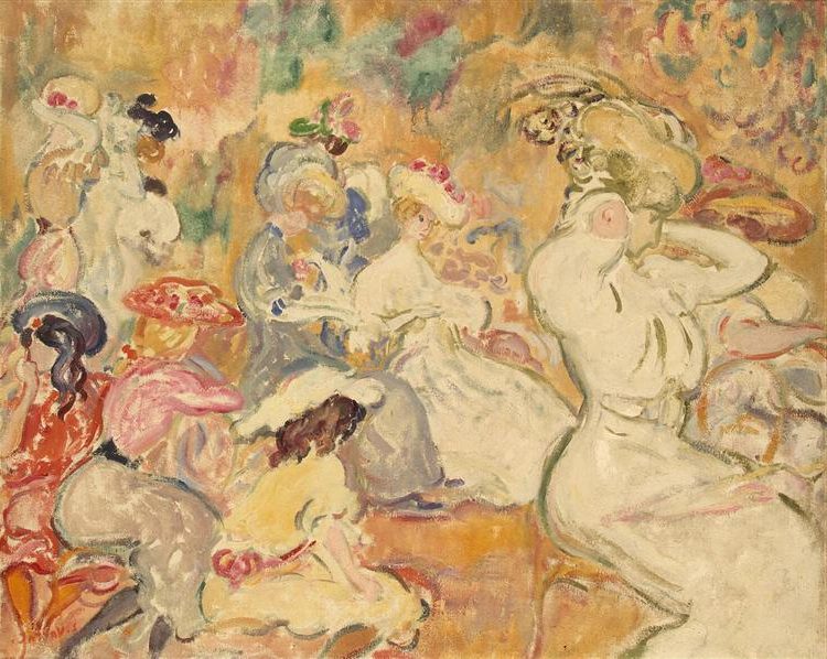 Young Women in the Garden (c. 1898) blends Impressionist and Post-Impressionist influences.