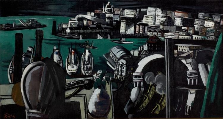 The Harbor of Genua, 1927, by Max Beckmann reflects the dynamism and industrial energy of a bustling port city.