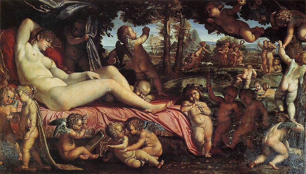 Sleeping Venus (1602–1603) by Annibale Carracci reflects themes of beauty, sensuality, and divine femininity.