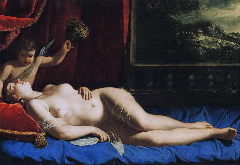 Venus and Cupid (c. 1625–1630) by Artemisia Gentileschi reflects themes of love, beauty, and maternal affection.