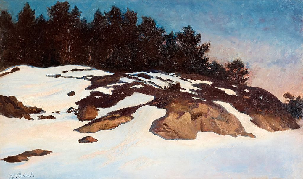 Winter Landscape at Dawn, 1900, by Bruno Liljefors reflects the quiet serenity and beauty of nature in the early morning light.