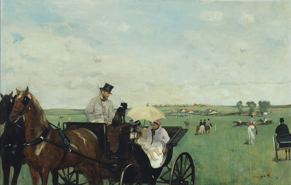 At the Races in the Countryside, 1869  reflects Degas' interest in modern life and his ability to blend portraiture with scenes of everyday activity.