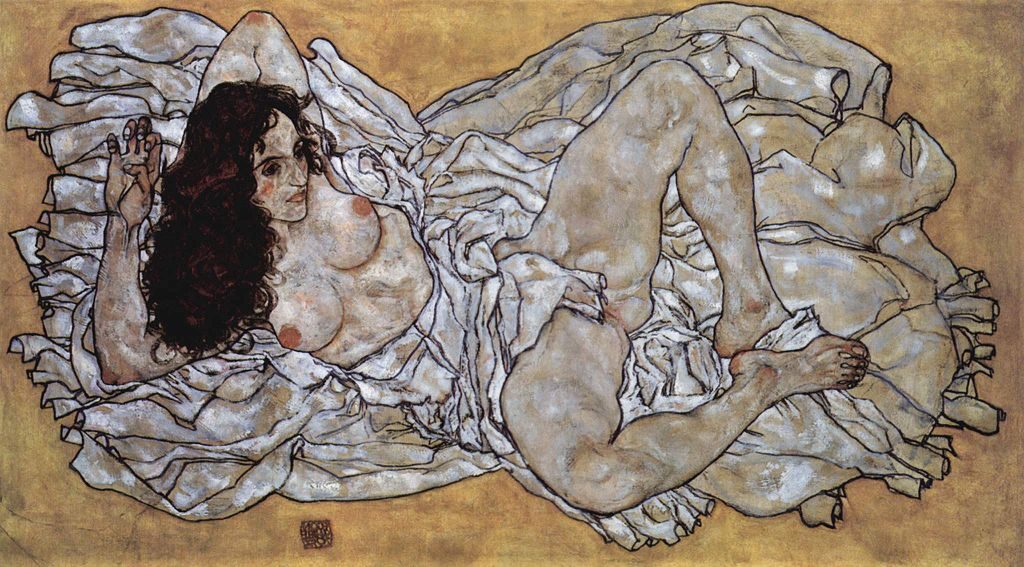 Reclining woman, 1917 by Egon Schiele