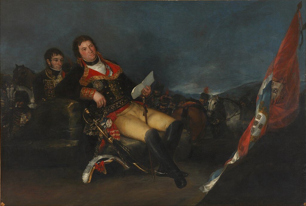 Portrait of Manuel Godoy (1801) reflects the power and ambition of Manuel Godoy, Prime Minister of Spain, portrayed in an opulent and commanding manner.