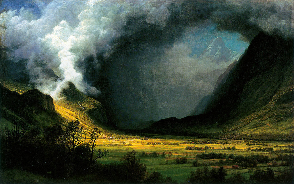 A Storm in the Rocky Mountains, Mt. Rosalie, 1866, by Albert Bierstadt reflects the sublime power of nature.
