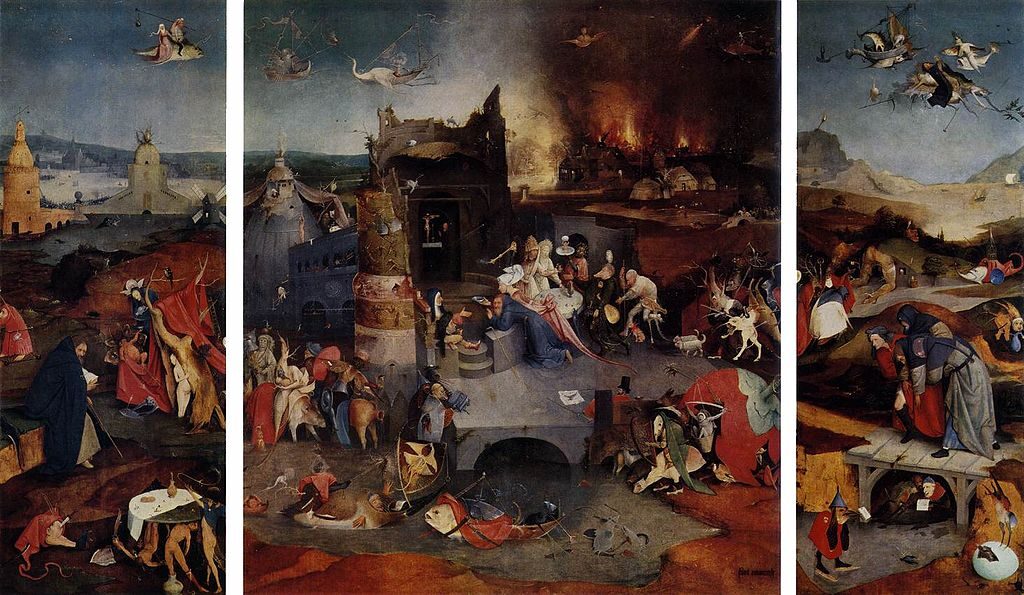 Triptych of the Temptation of St. Anthony (c. 1501) reflects themes of spiritual struggle, temptation, and divine perseverance.