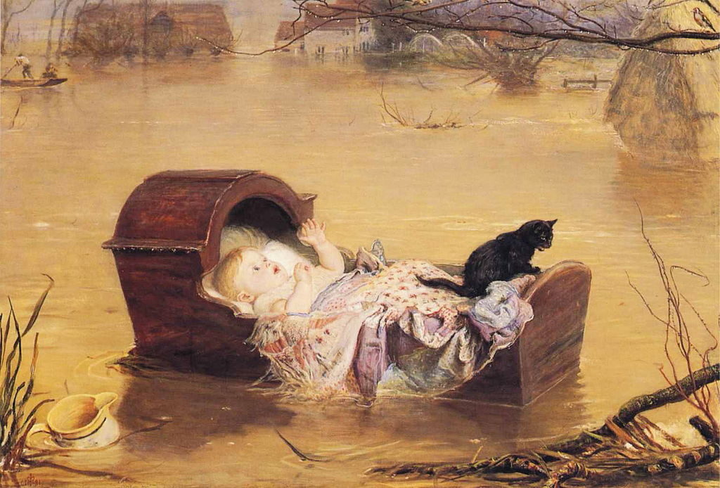 A Flood, 1870, by John Everett Millais reflects the overwhelming force of nature and the vulnerability of human life in the face of disaster.