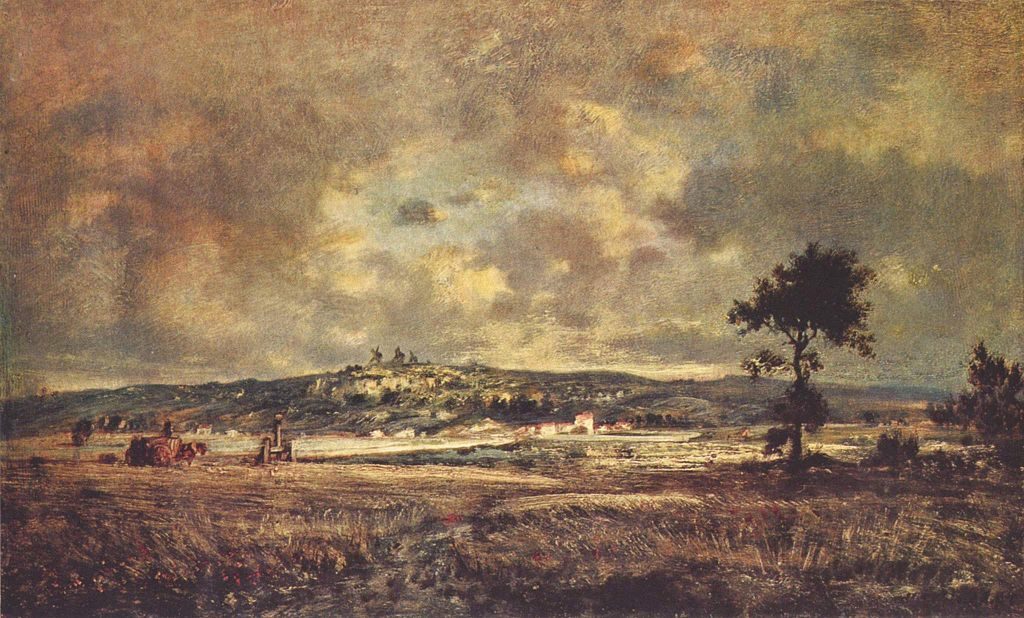 Thunderstorm over Mont Blanc, 1834 by Théodore Rousseau  reflects the sublime power of nature, a key theme in Romanticism.