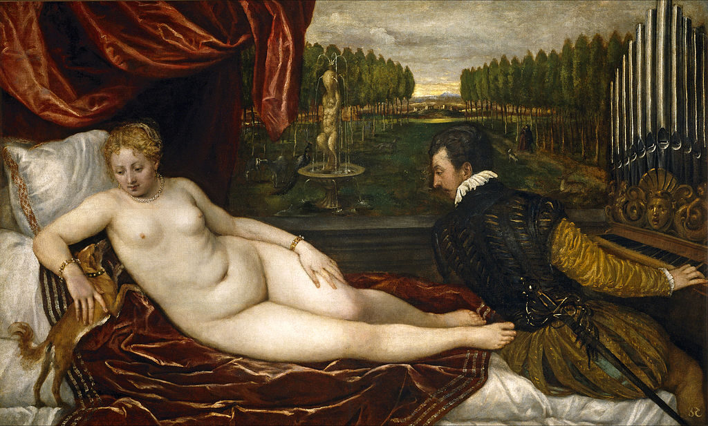 Venus and Organist and Little Dog (c. 1550) by Titian reflects the sensuality and idealized beauty of the Venetian Renaissance