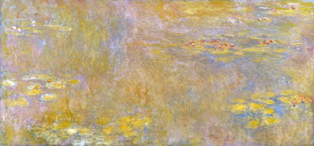 Water Lilies by Claude Monet (1920) emphasizes the harmony between water, light, and nature.