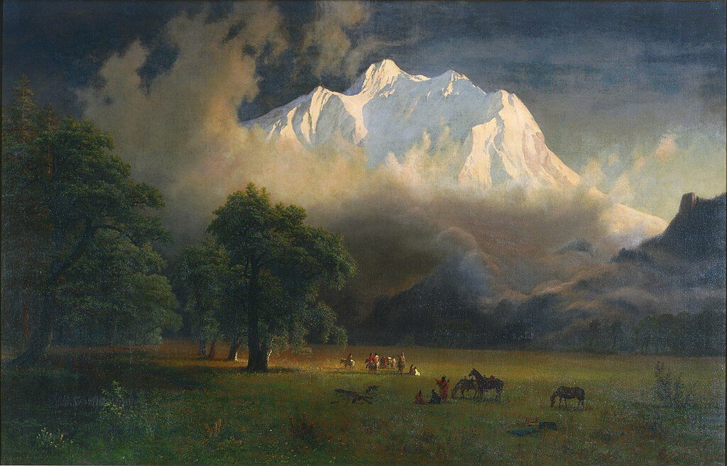 Mount Adams, Washington, 1875, by Albert Bierstadt reflects the majestic beauty of the Pacific Northwest.